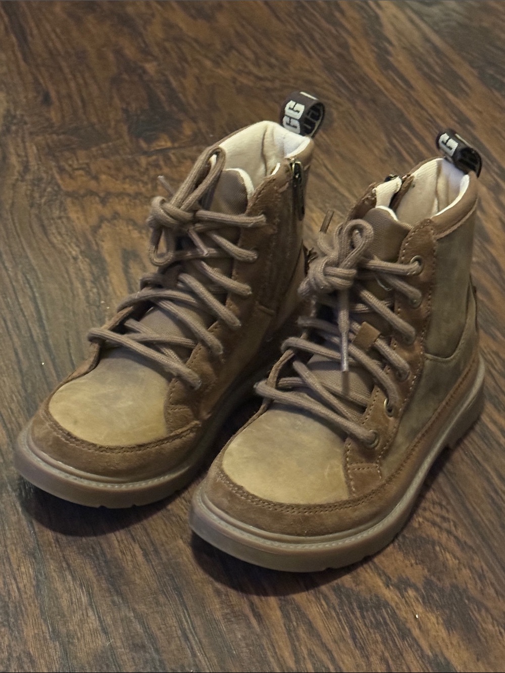 UGG Kids Brown Ankle Boots, w/ Side Zip